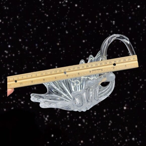 Vintage Clear Swan Crystal Glass Bowl Centerpiece French Glass Marked 9”W 7”T - Picture 5 of 13